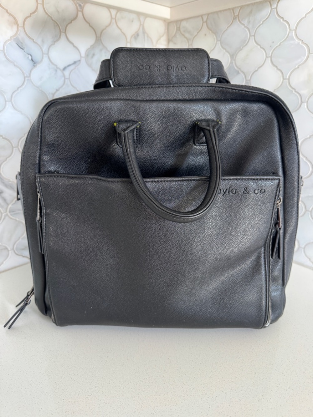 Black Ayla & Co Baby Diaper Backpack Tote